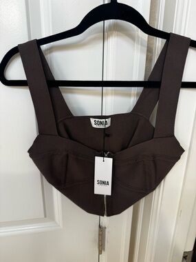 Sonia Rykiel Dark Brown Cropped Structured Bustier Top